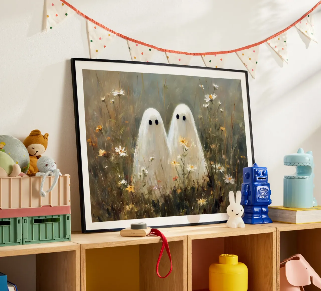 Fantasmi carini poster con telaio in alluminio da IamHomeStudio
