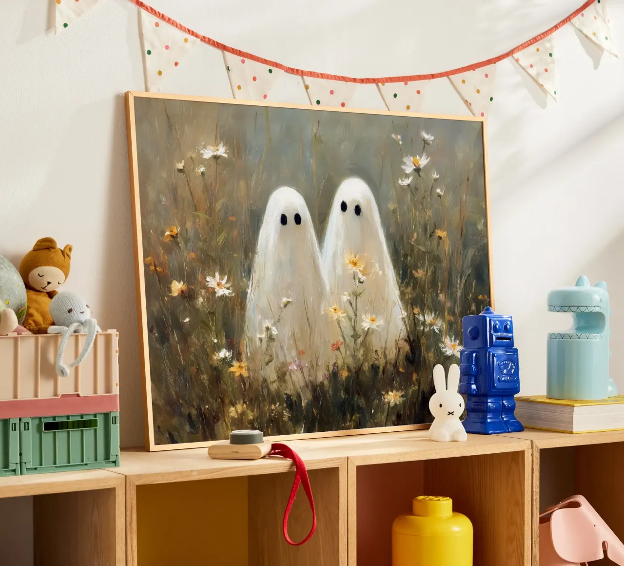 Fantasmi carini poster con telaio in alluminio da IamHomeStudio