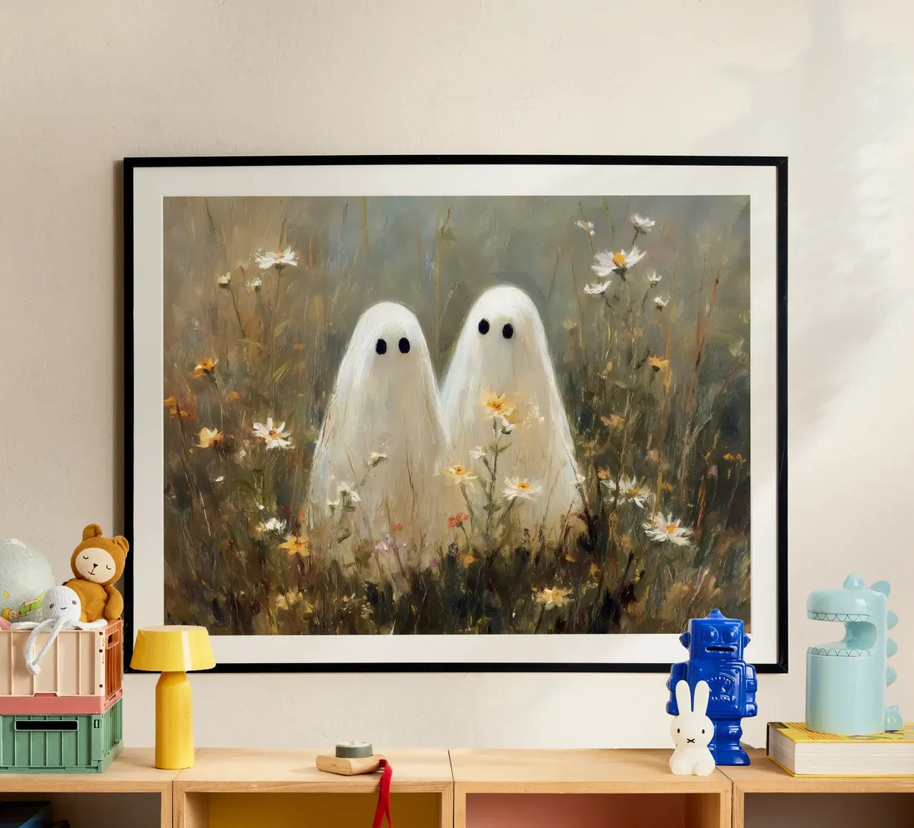 Fantasmi carini poster con telaio in alluminio da IamHomeStudio