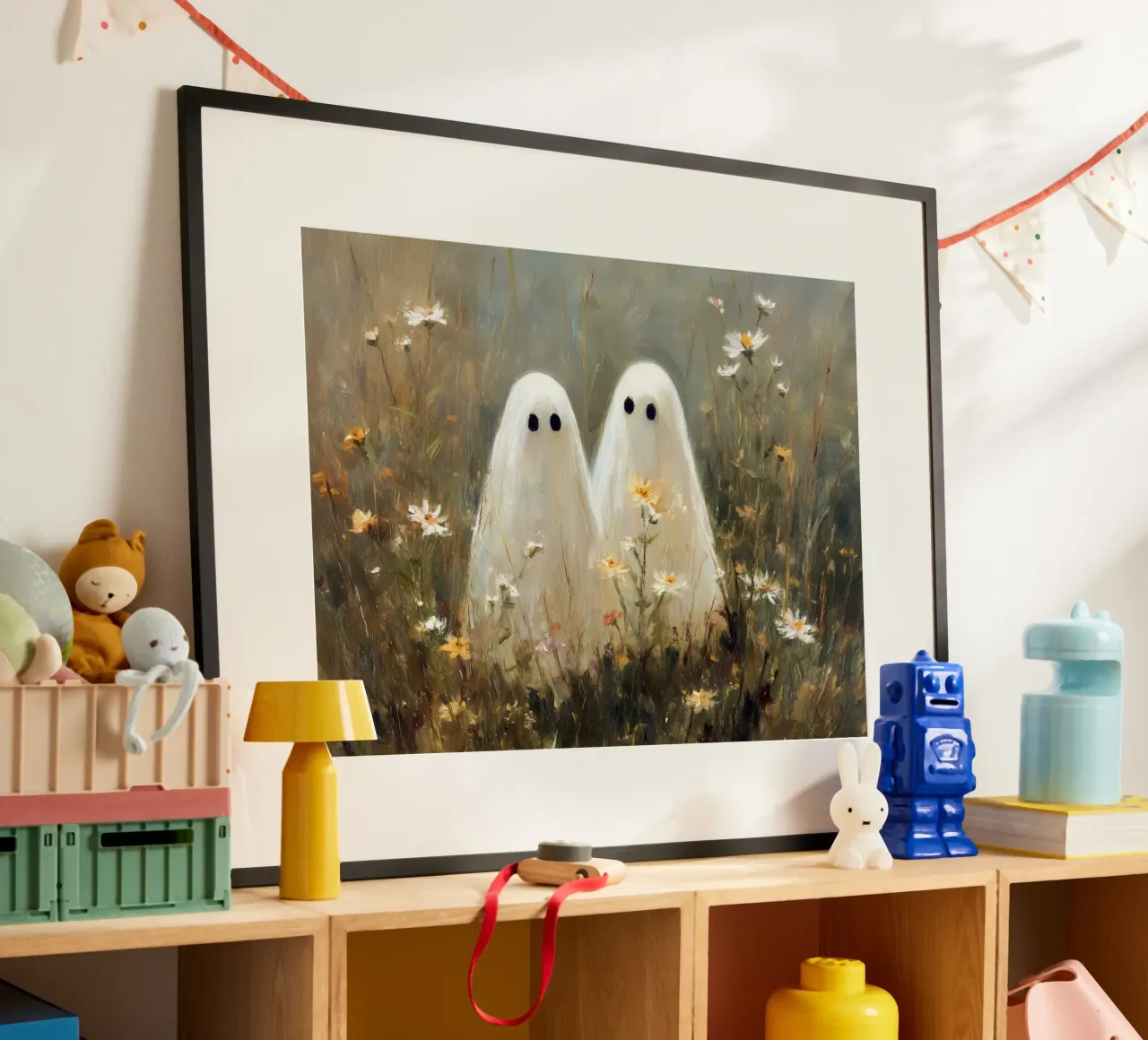 Fantasmi carini poster con telaio in alluminio da IamHomeStudio