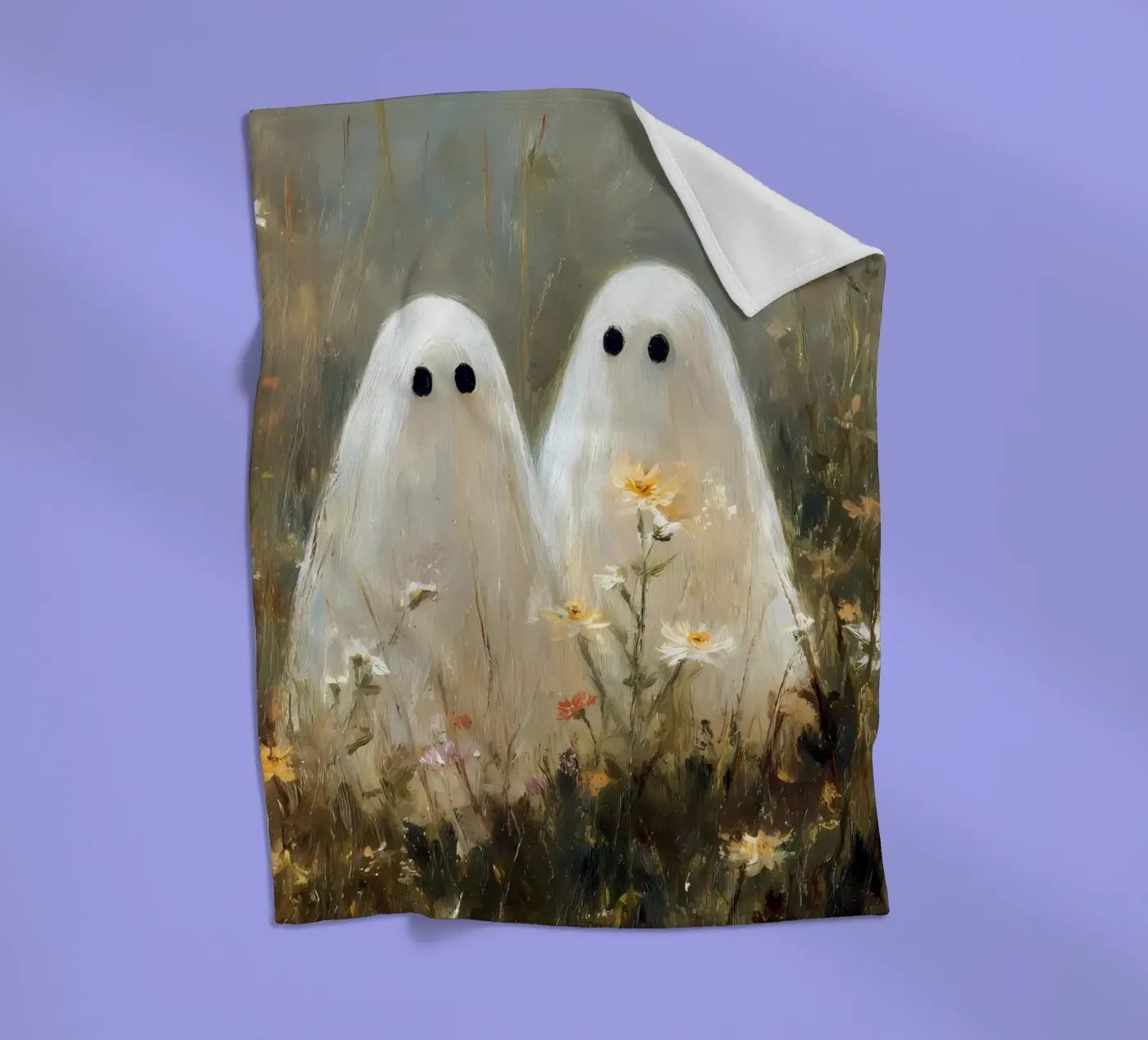 Cute ghosts, Halloween fleece blanket by IamHomeStudio
