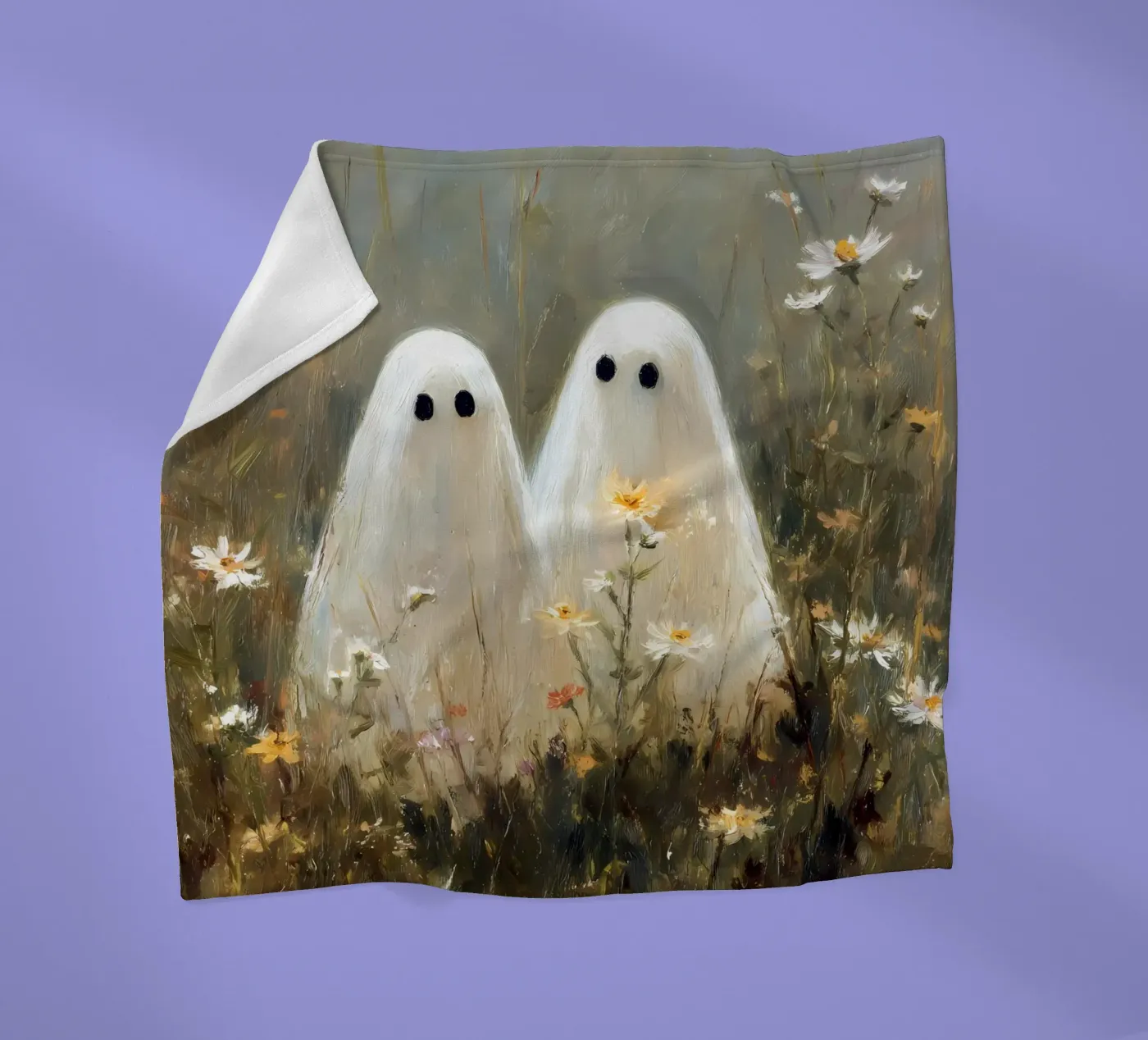 Cute ghosts, Halloween fleece blanket by IamHomeStudio