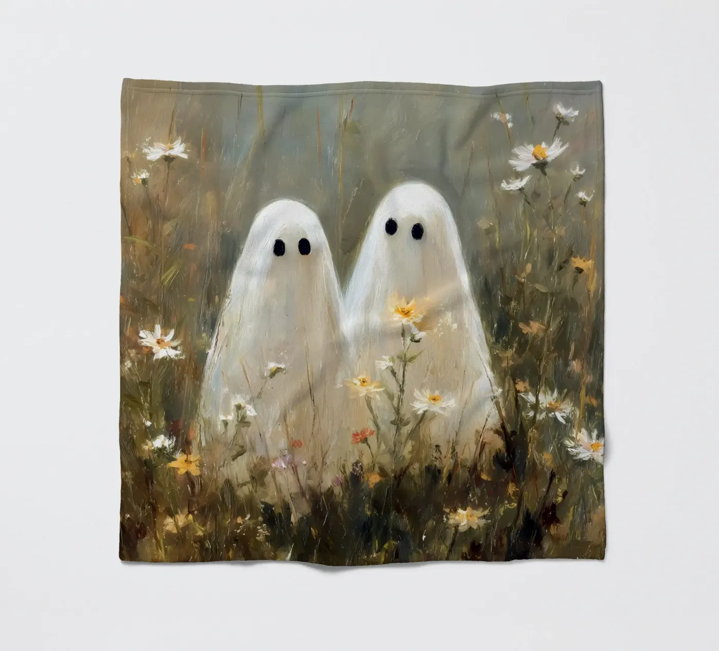 Cute ghosts, Halloween fleece blanket by IamHomeStudio