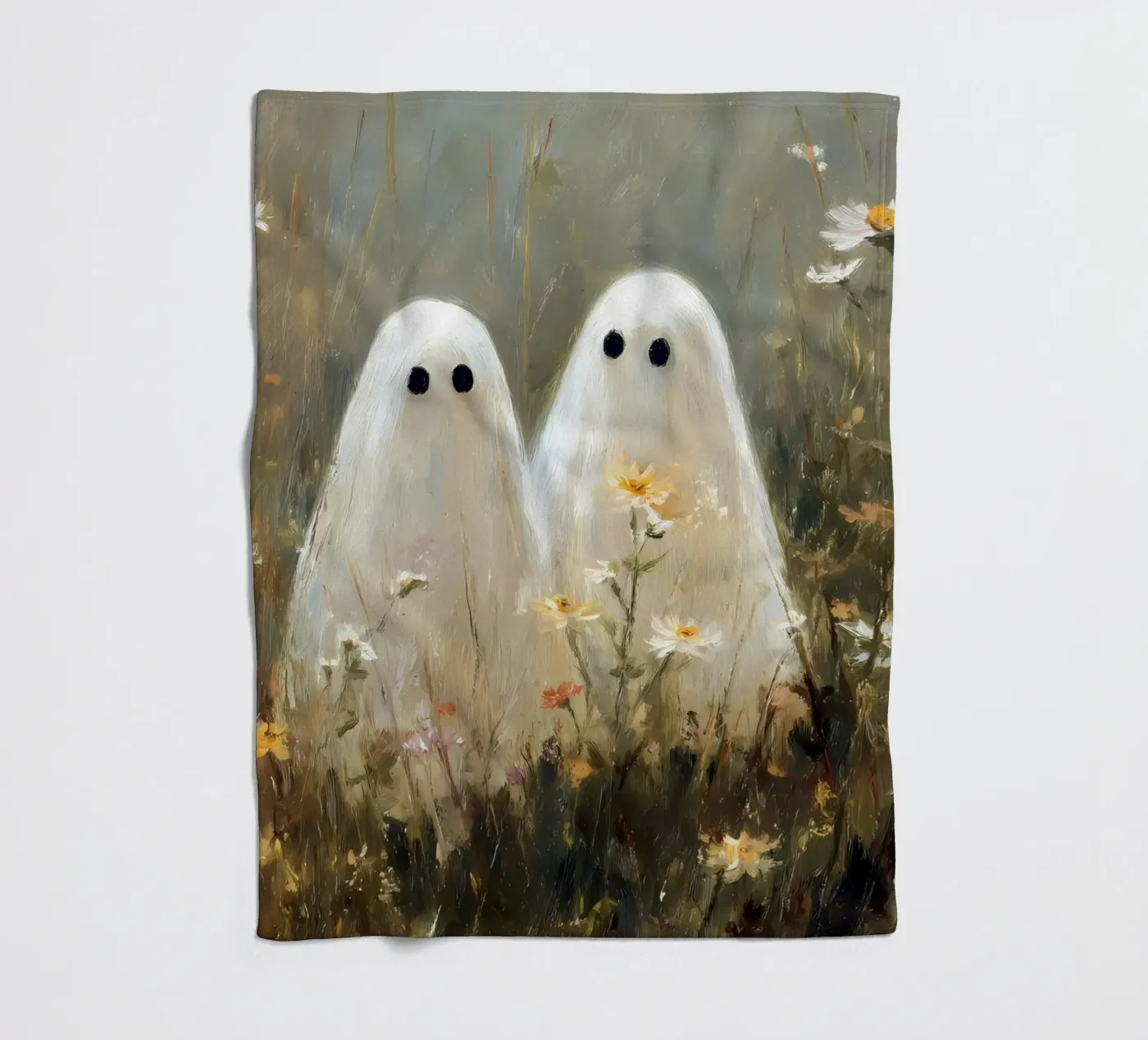 Cute ghosts, Halloween fleece blanket by IamHomeStudio