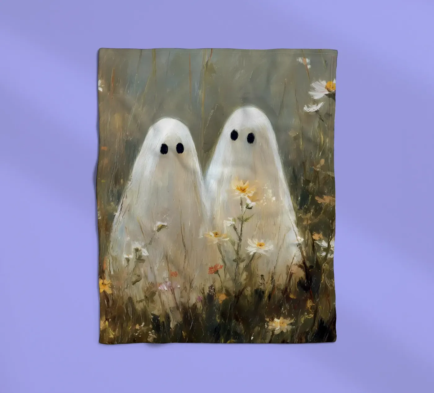 Cute ghosts, Halloween fleece blanket by IamHomeStudio