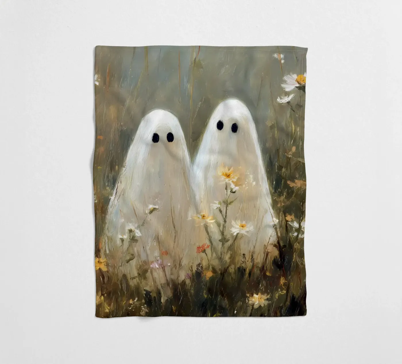 Cute ghosts, Halloween fleece blanket by IamHomeStudio