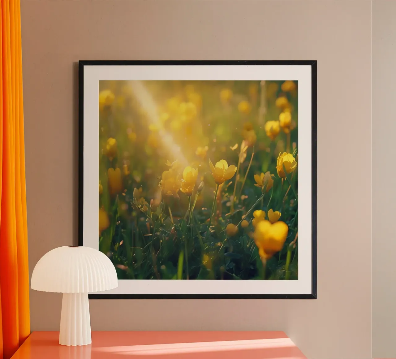 Sussurri del prato poster con telaio in legno da Bold Blooms