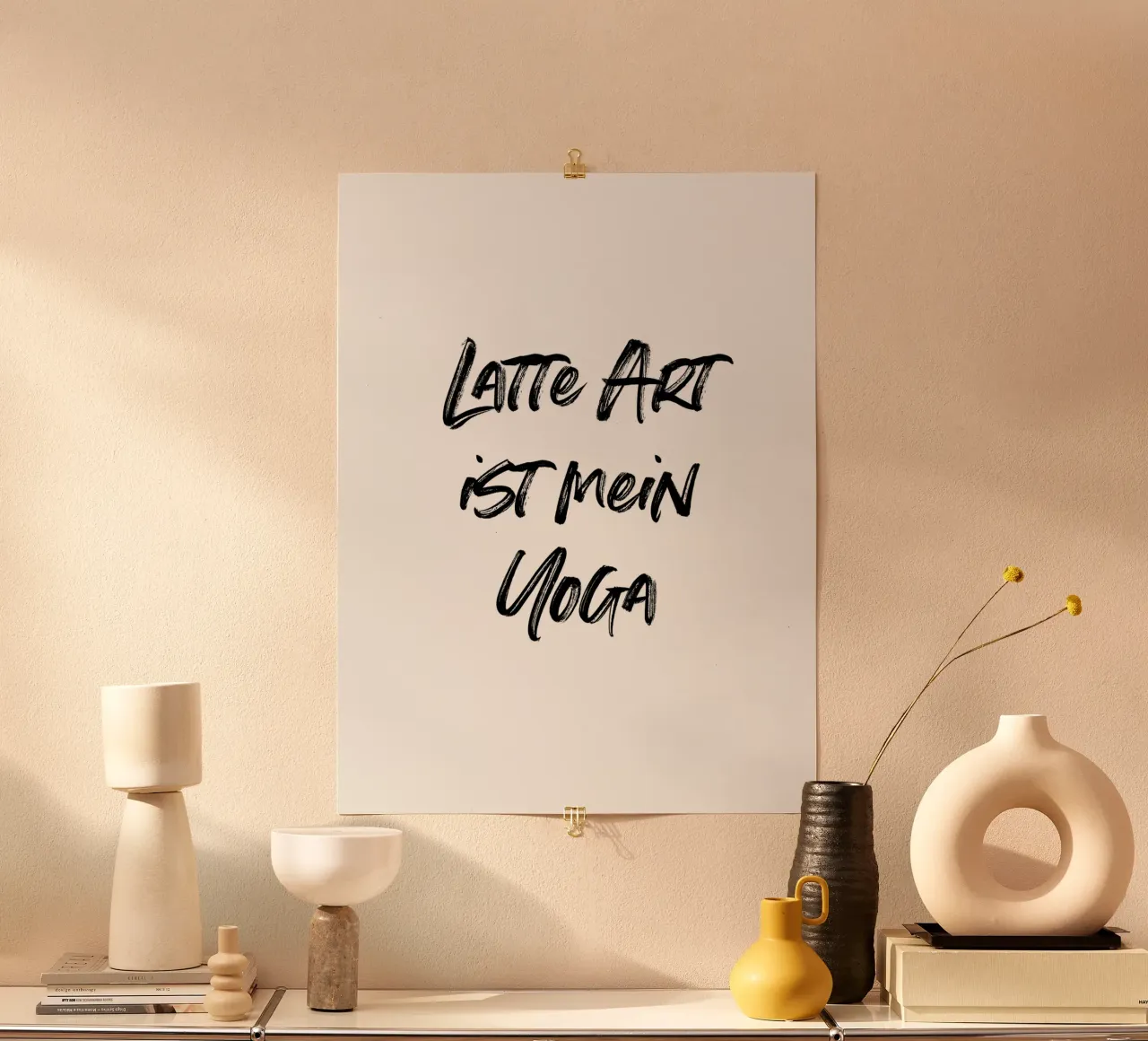 Latte Art ist mein Yoga | minimalistic design Poster von just typo