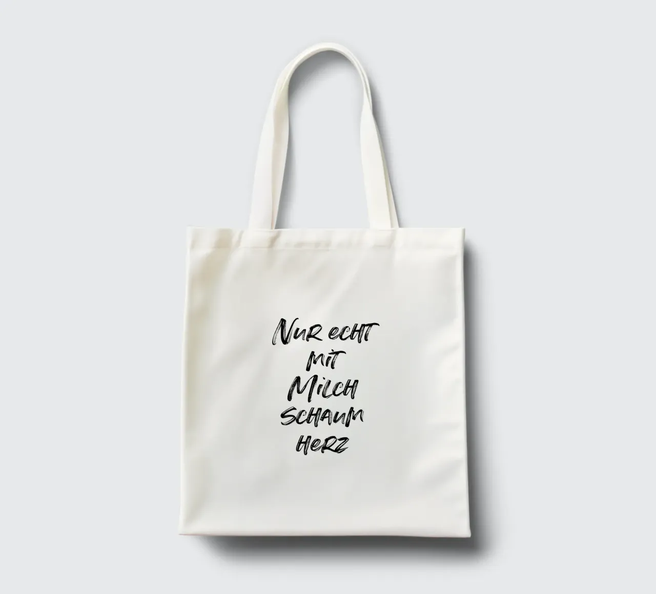Nur echt mit Milchschaumherz | minimalistic design borsa in juta da just typo