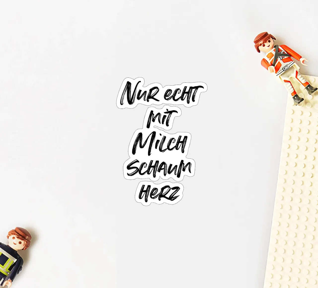 Nur echt mit Milchschaumherz | minimalistic design sticker by just typo