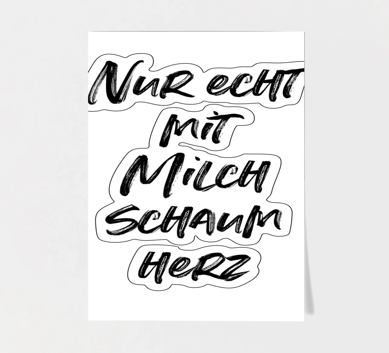 Nur echt mit Milchschaumherz | minimalistic design Stickerbogen von just typo