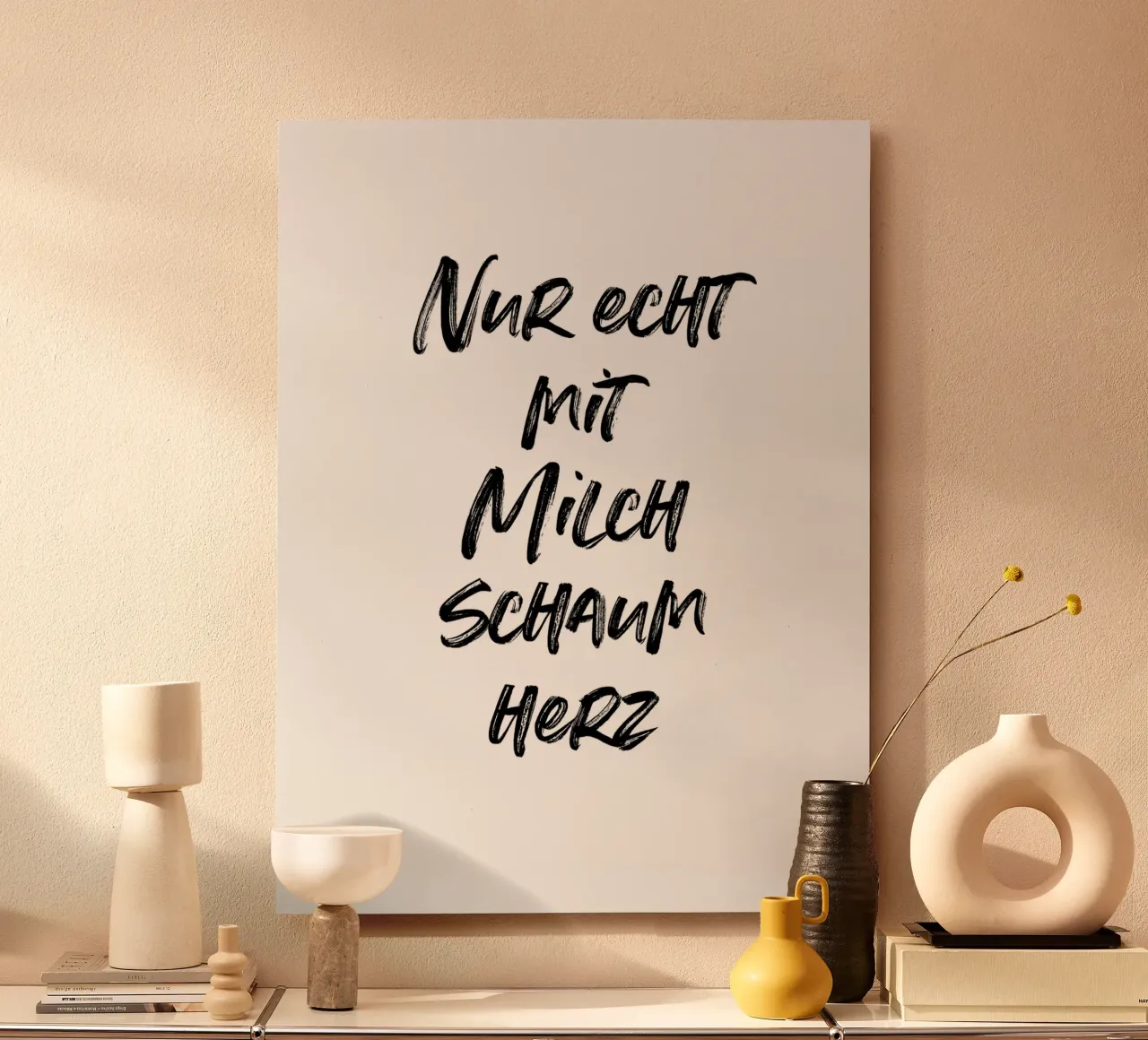 Nur echt mit Milchschaumherz | minimalistic design alluminio dibond da just typo