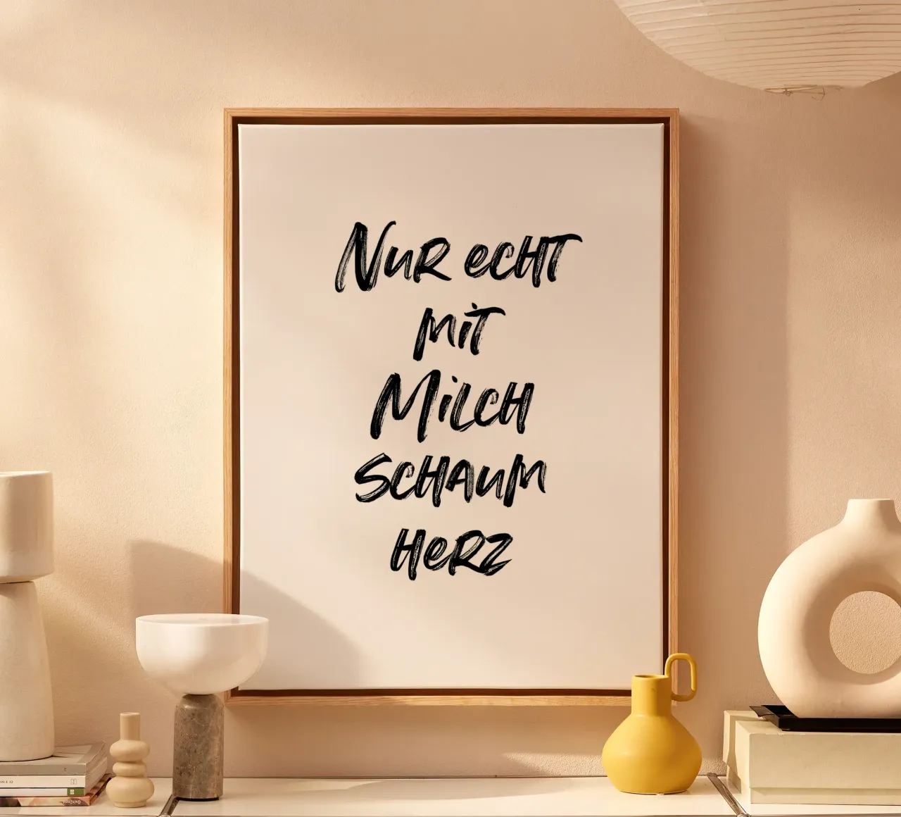 Nur echt mit Milchschaumherz | minimalistic design tela da just typo