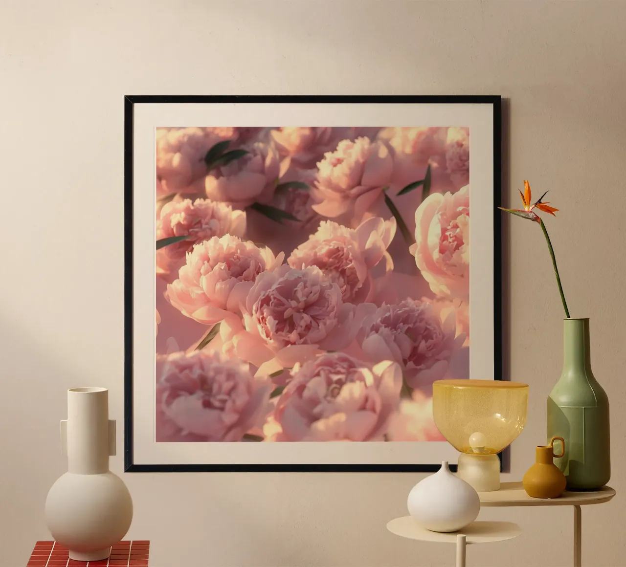 Meadow Whispers poster with wooden frame by Bold Blooms