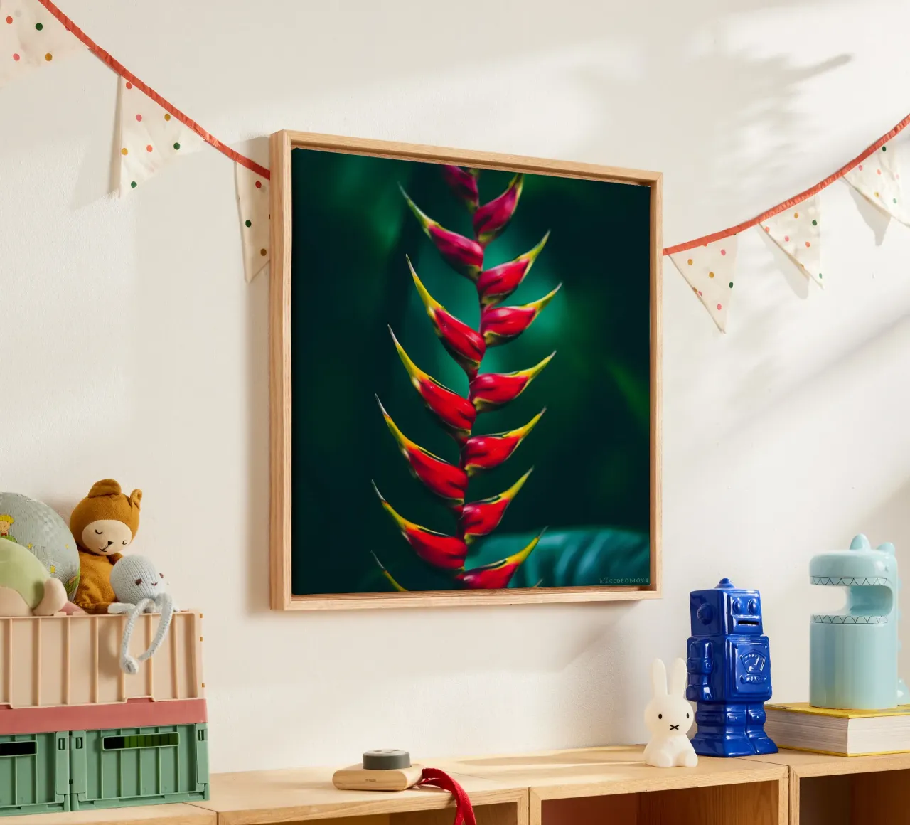 Fluisterweide canvas met Baklijst van Bold Blooms