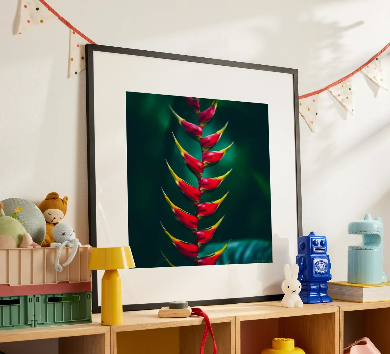Meadow Whispers poster with wooden frame by Bold Blooms