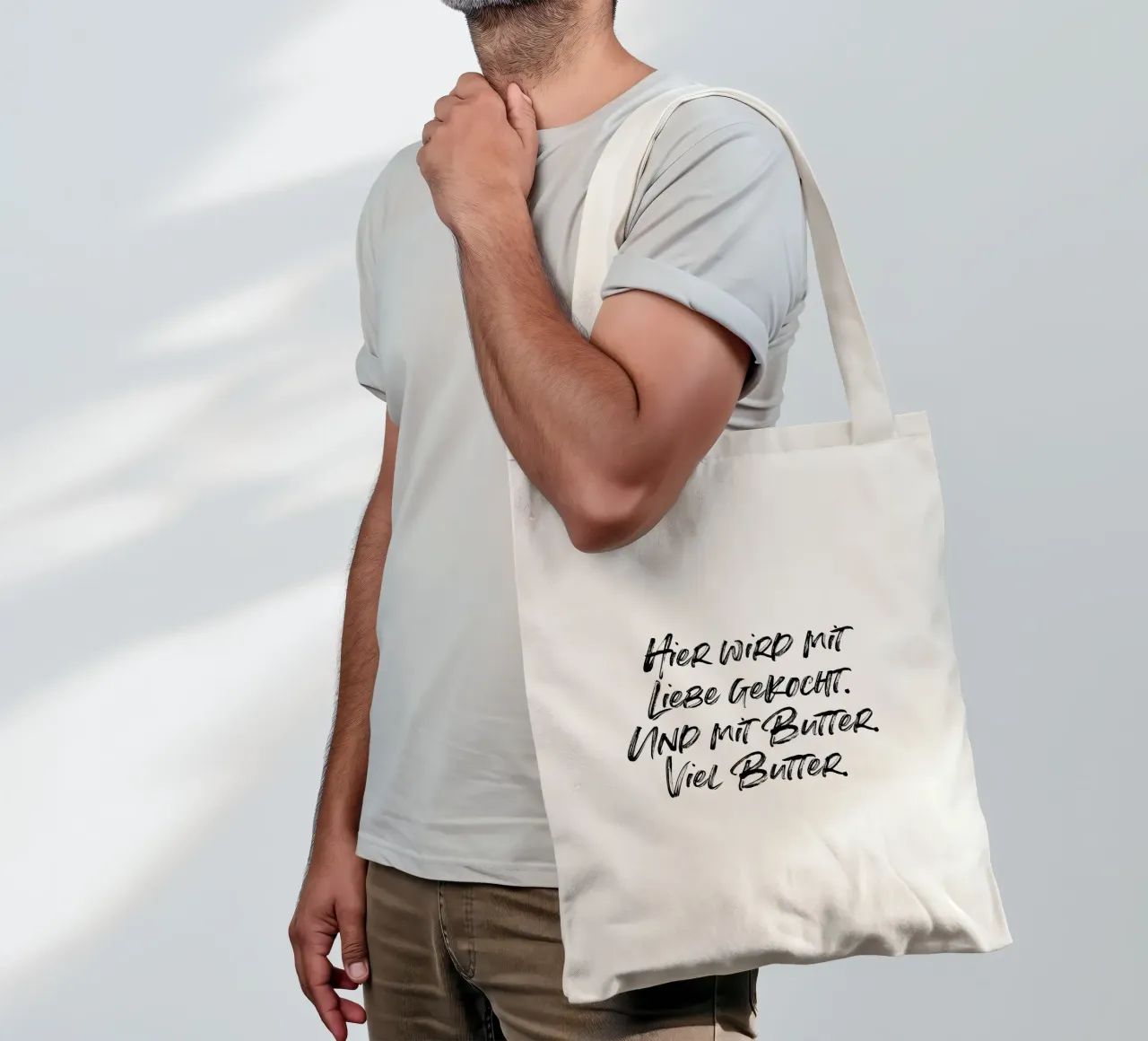 Hier wird mit Liebe gekocht. Und Butter. | minimalistic borsa in juta da just typo
