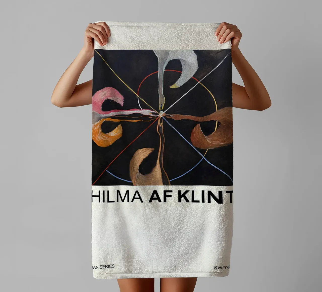 Hilma af Klint "The Swan" Abstract Art Print towel by homdeco