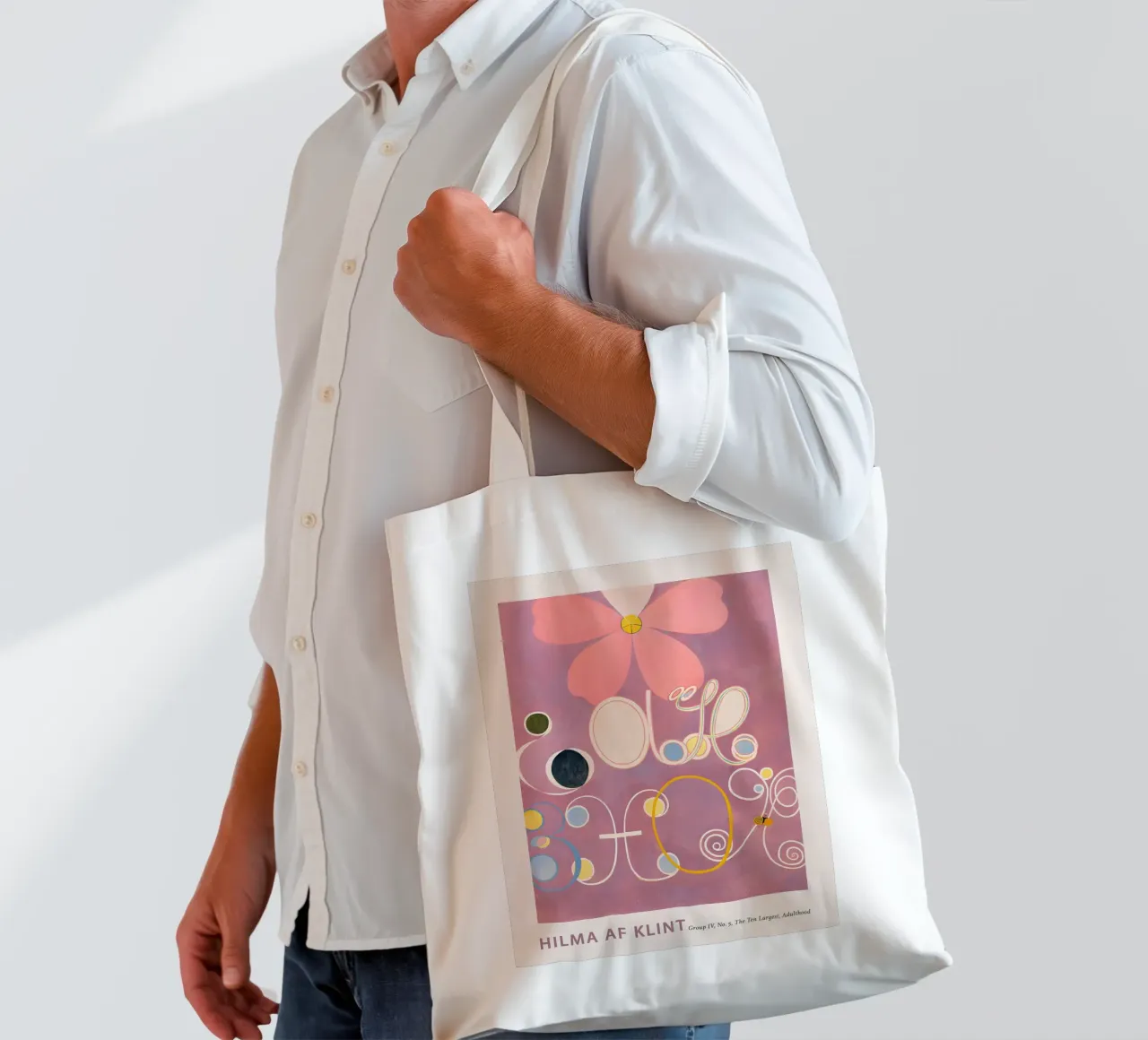 Stampa floreale astratta "Adulthood" di Hilma af Klint borsa in juta da homdeco