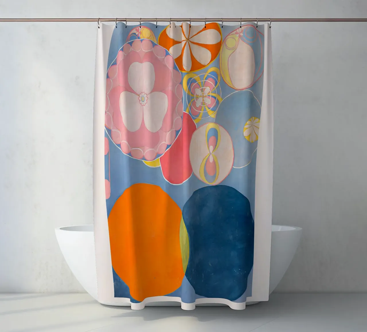Hilma af Klint "Infancia" Impresión artística abstracta en círculo cortina de baño de homdeco