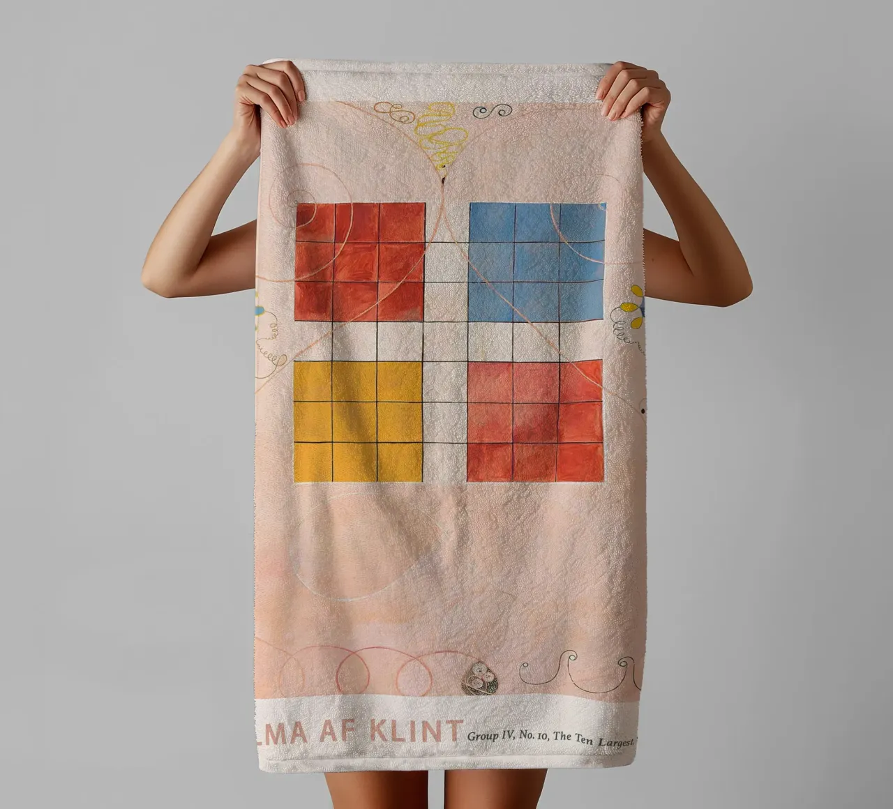 Hilma af Klint "Old Age" Abstract Grid Art Print towel by homdeco