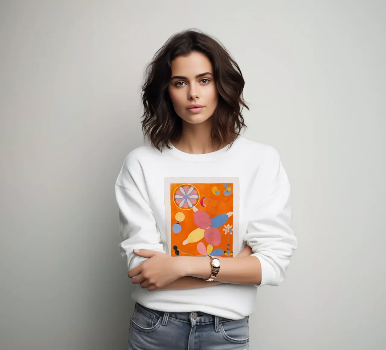 Hilma af Klint "Jugend" Abstrakter Blumendruck in Orange Sweatshirt von homdeco