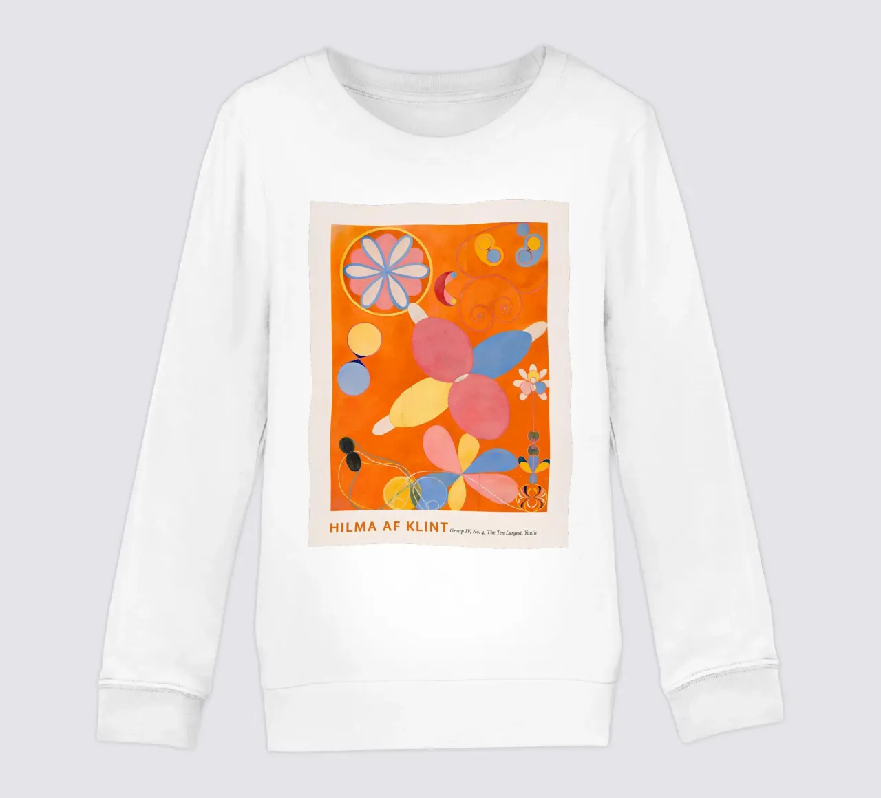 Hilma af Klint "Youth" Abstract Floral Orange Print kids sweatshirt by homdeco