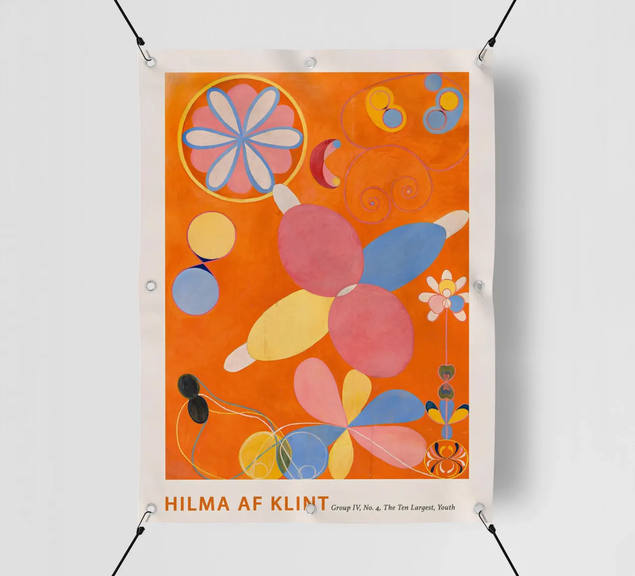 Hilma af Klint "Jugend" Abstrakter Blumendruck in Orange PVC Plane von homdeco