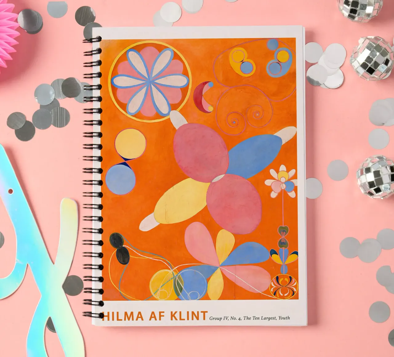 Hilma af Klint "Jugend" Abstrakter Blumendruck in Orange Ringbuch von homdeco