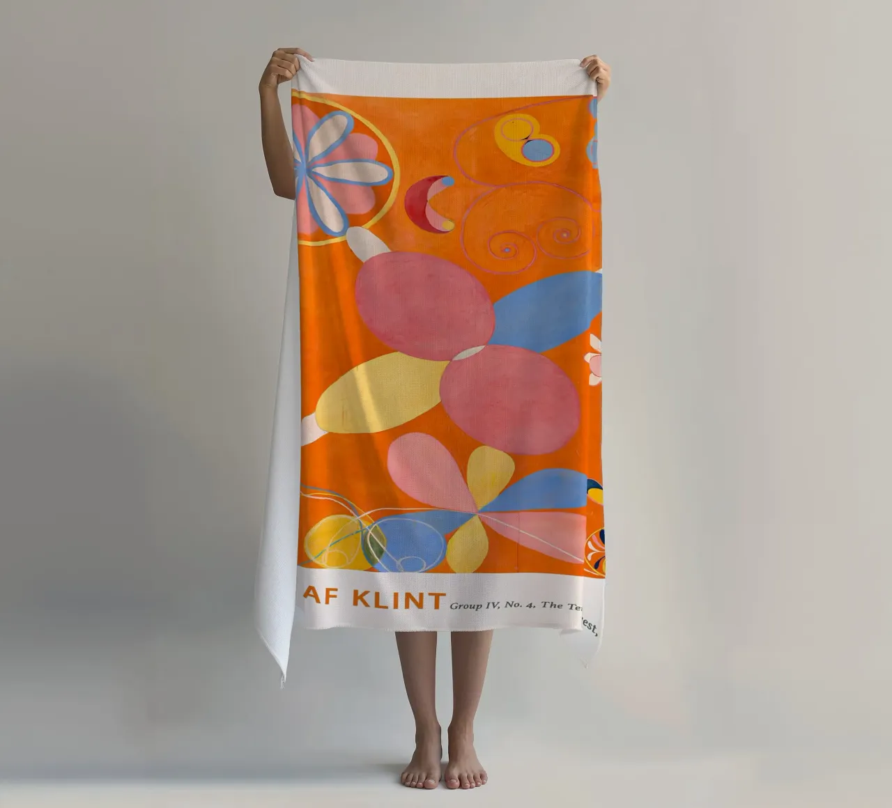 Hilma af Klint "Jeugd" Abstract Bloemen Oranje Print strandhanddoek van homdeco