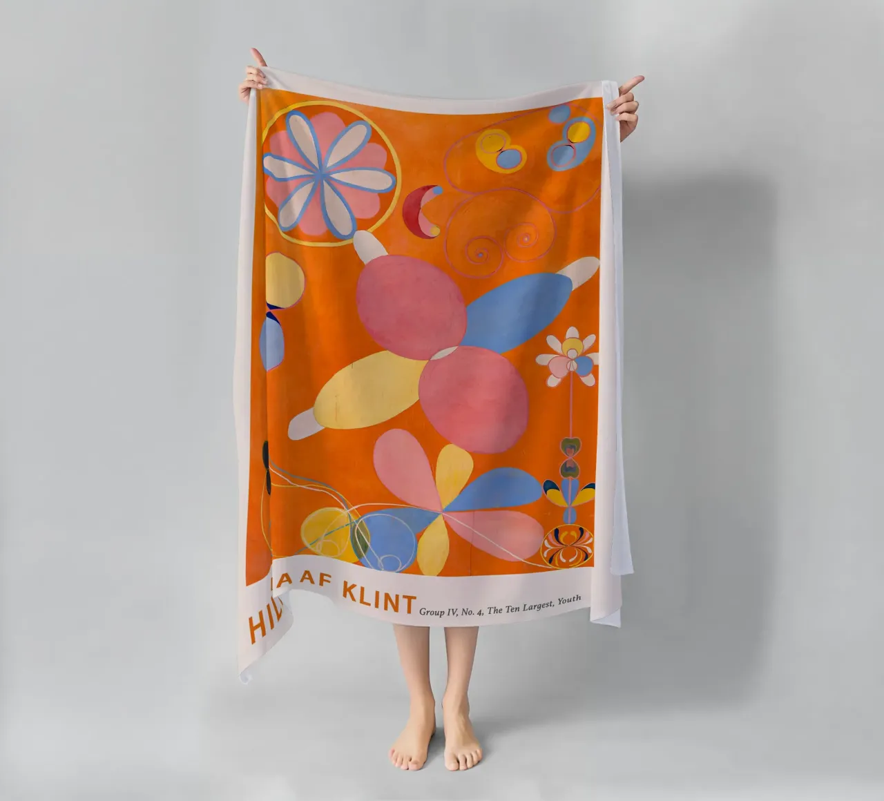 Hilma af Klint "Jeugd" Abstract Bloemen Oranje Print strandhanddoek van homdeco