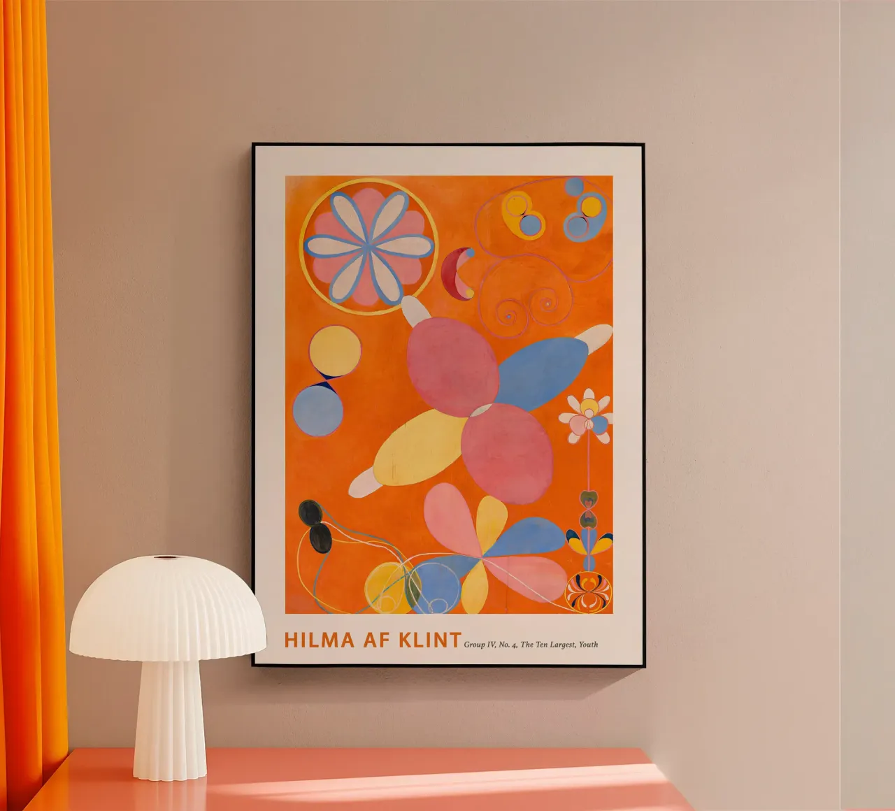 Hilma af Klint "Jeugd" Abstract Bloemen Oranje Print acryl van homdeco