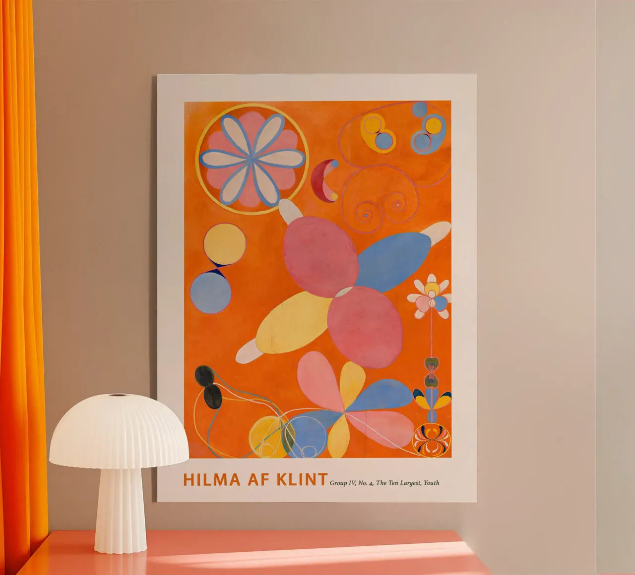 Hilma af Klint "Jeugd" Abstract Bloemen Oranje Print acryl van homdeco