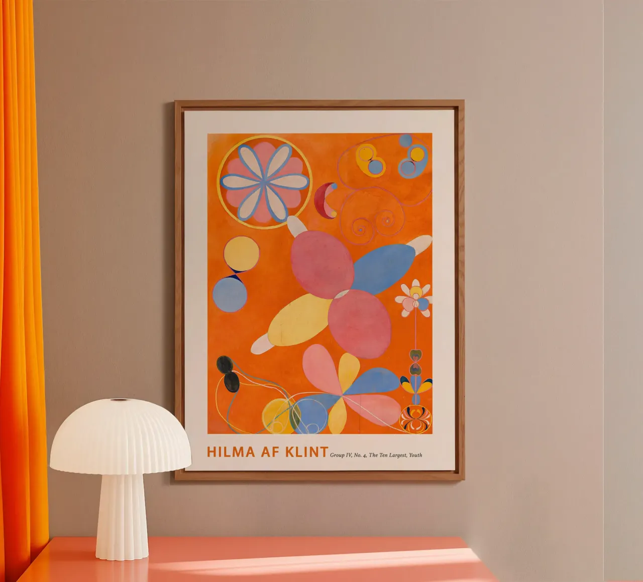 Hilma af Klint "Youth" Abstract Floral Orange Print alu-dibond by homdeco