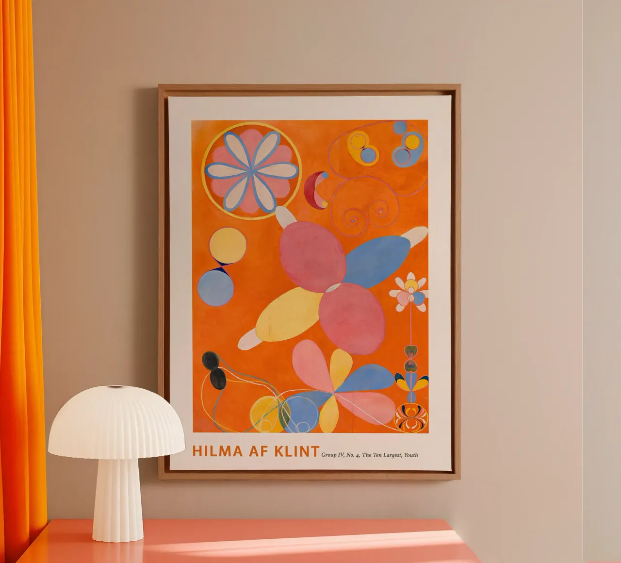 Hilma af Klint "Jeugd" Abstract Bloemen Oranje Print canvas van homdeco