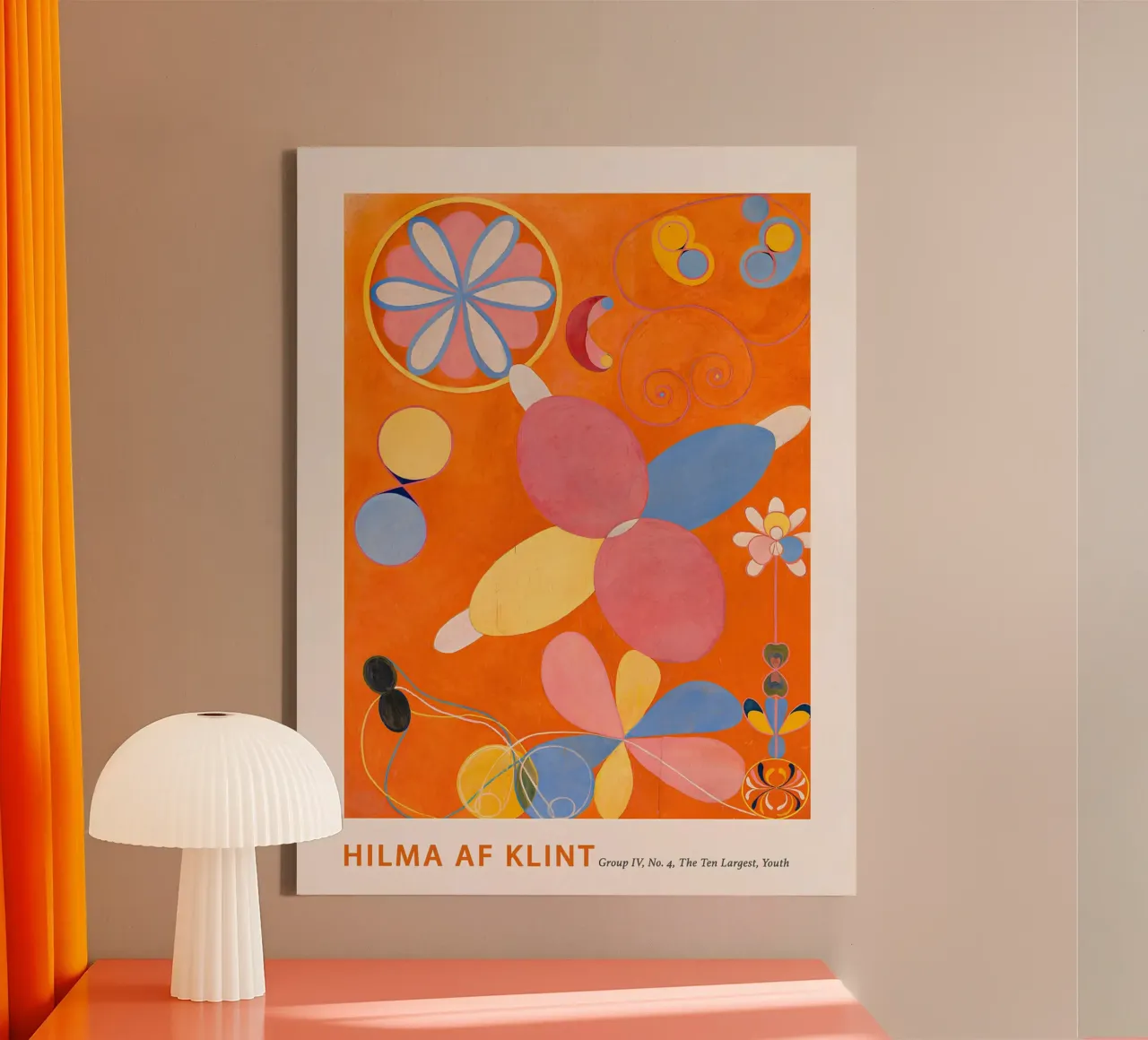 Hilma af Klint "Jeugd" Abstract Bloemen Oranje Print canvas van homdeco
