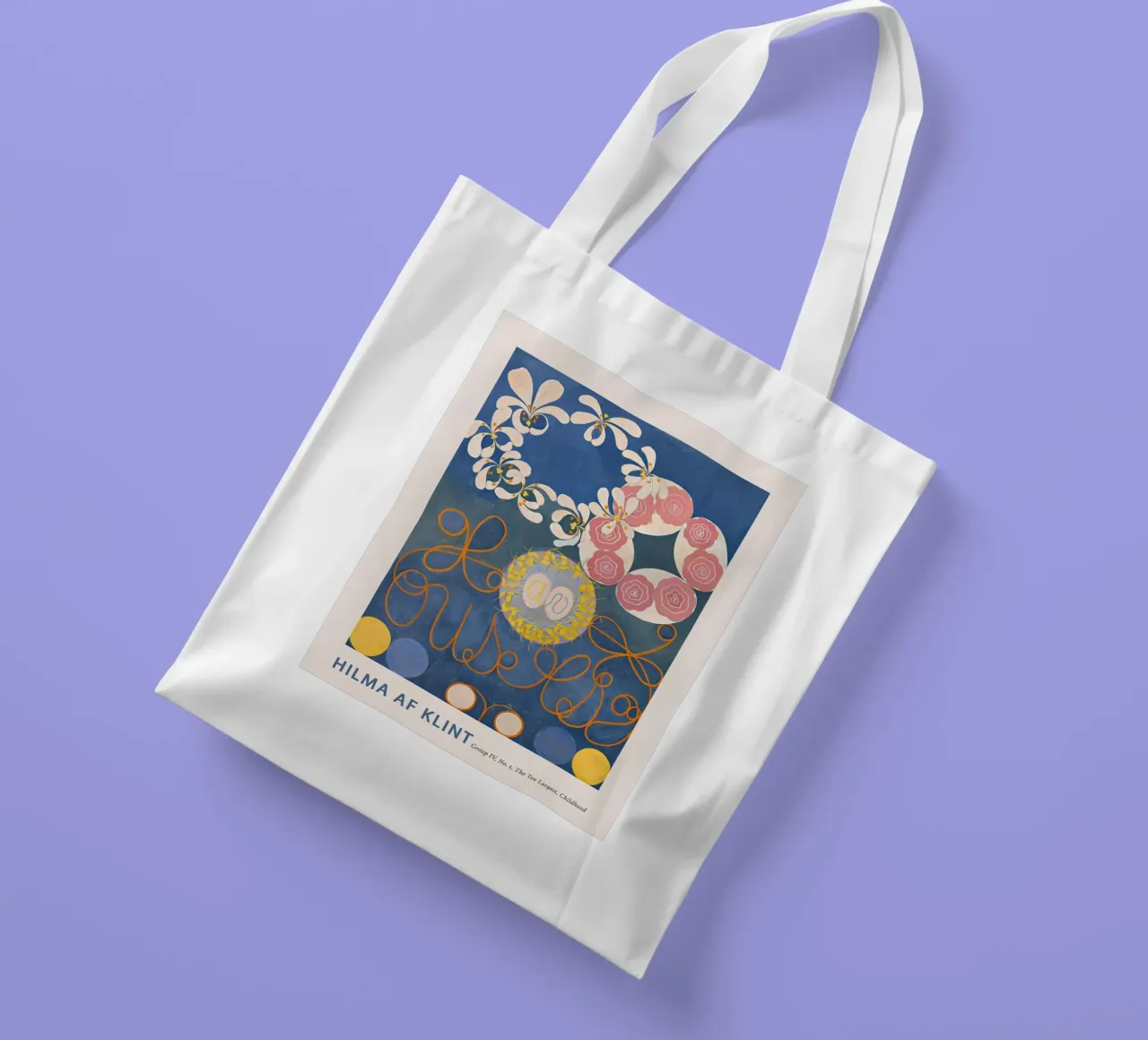 Hilma af Klint "Childhood" Abstract Floral Blue Print tote bag by homdeco