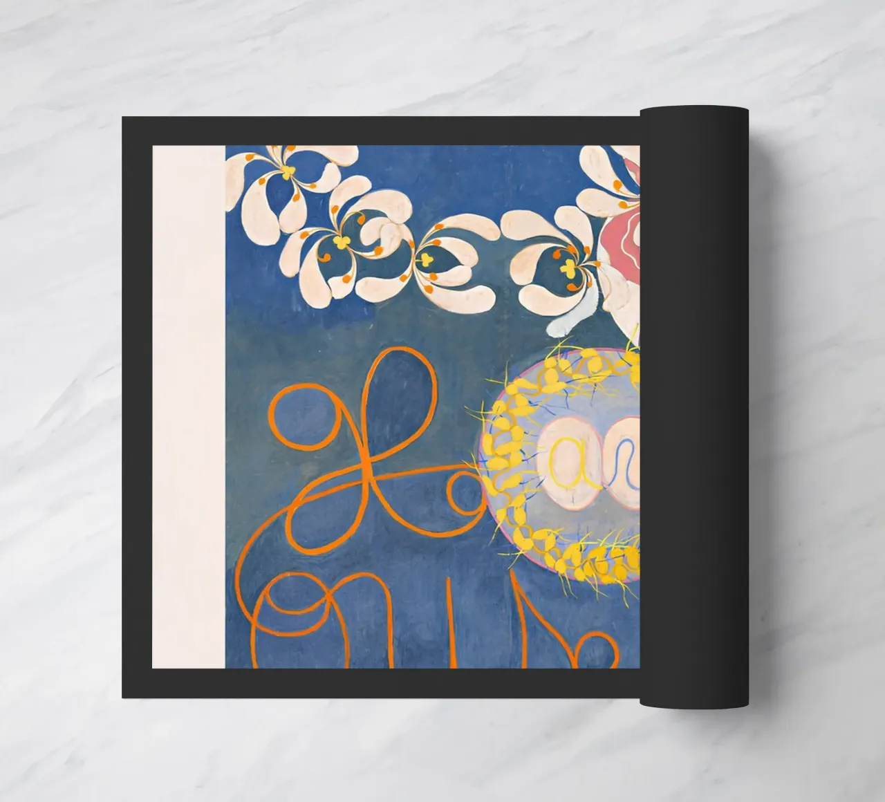Hilma af Klint "Childhood" Abstract Floral Blue Print doormat by homdeco