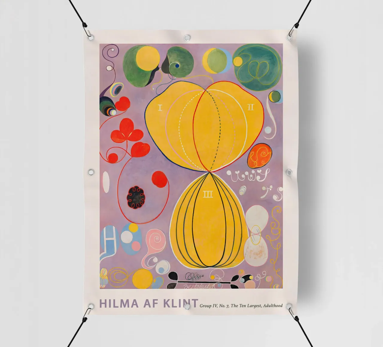 Hilma af Klint "Adulthood" Stampa botanica astratta telo in pvc da homdeco
