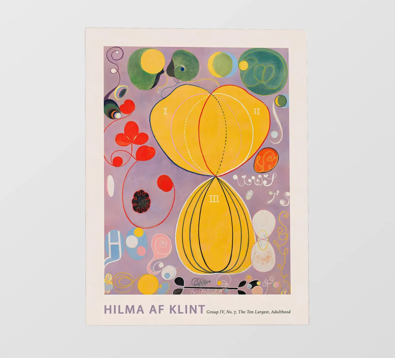 Hilma af Klint "Adulthood" Stampa botanica astratta telo in pvc da homdeco