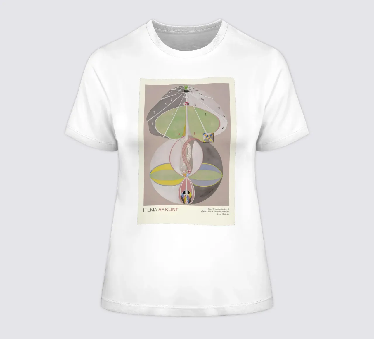 Hilma af Klint "Tree of Knowledge No. 5" Abstract Connection women's fitted t-shirt by homdeco