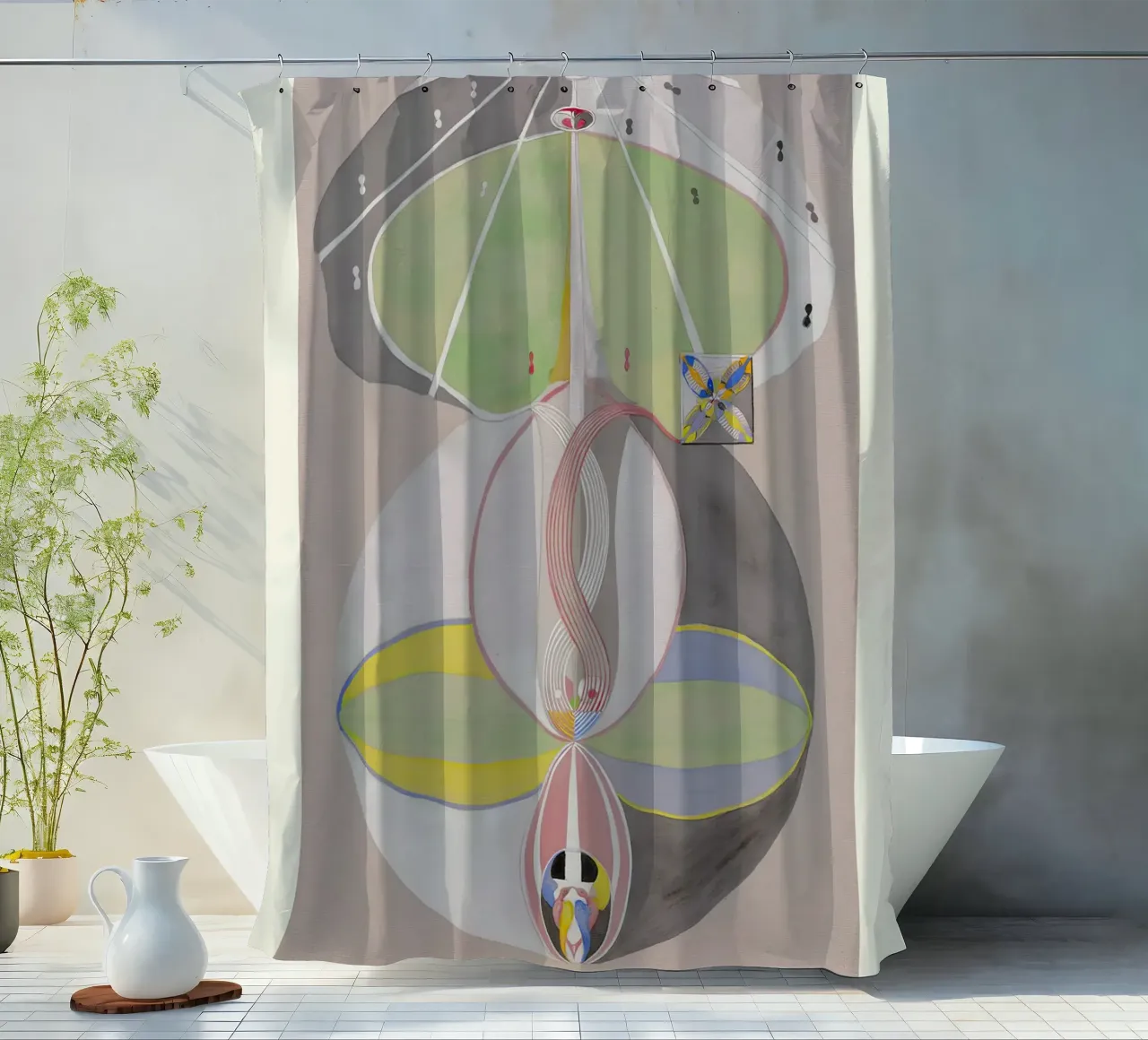 Hilma af Klint "Tree of Knowledge No. 5" Abstract Connection shower curtain by homdeco