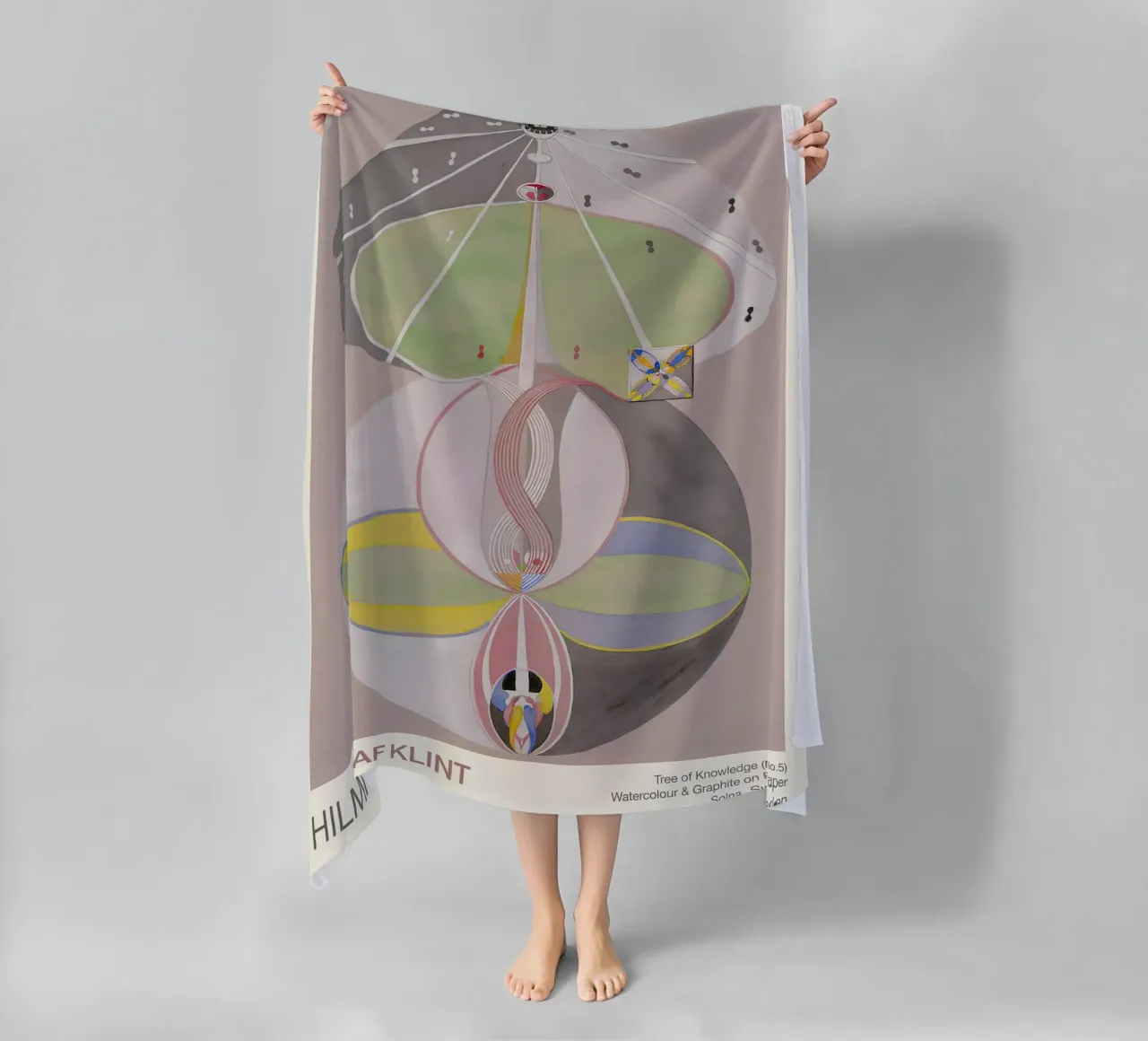 Hilma af Klint "Tree of Knowledge No. 5" Abstract Connection beach towel by homdeco