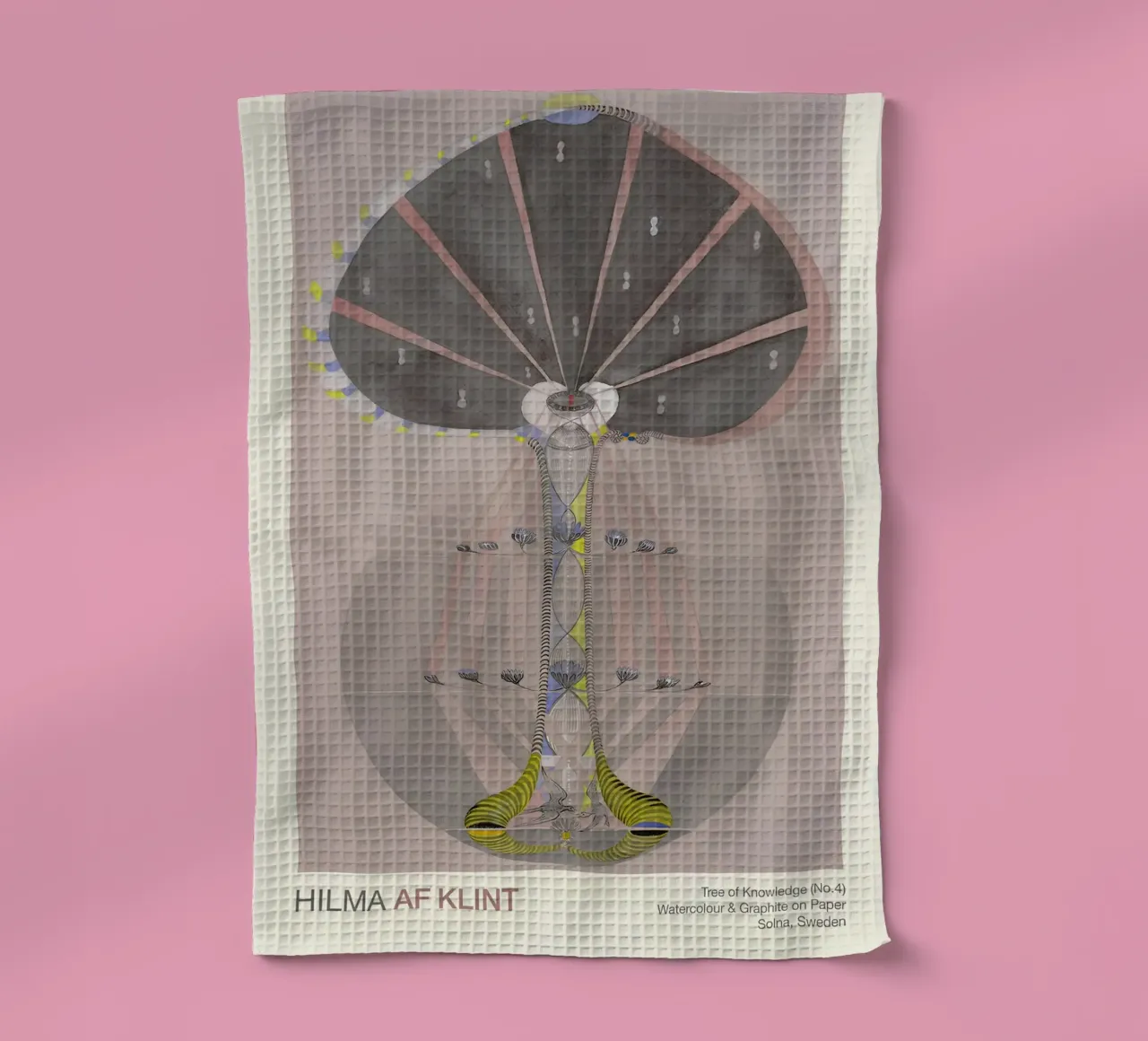 Hilma af Klint "Tree of Knowledge No. 4" Abstract Rooted tea towel by homdeco