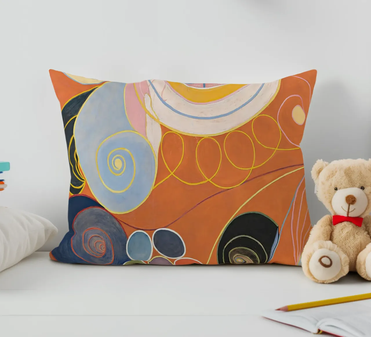 Hilma af Klint "Gioventù n. 3" Spirali astratte Arancione cuscino da homdeco
