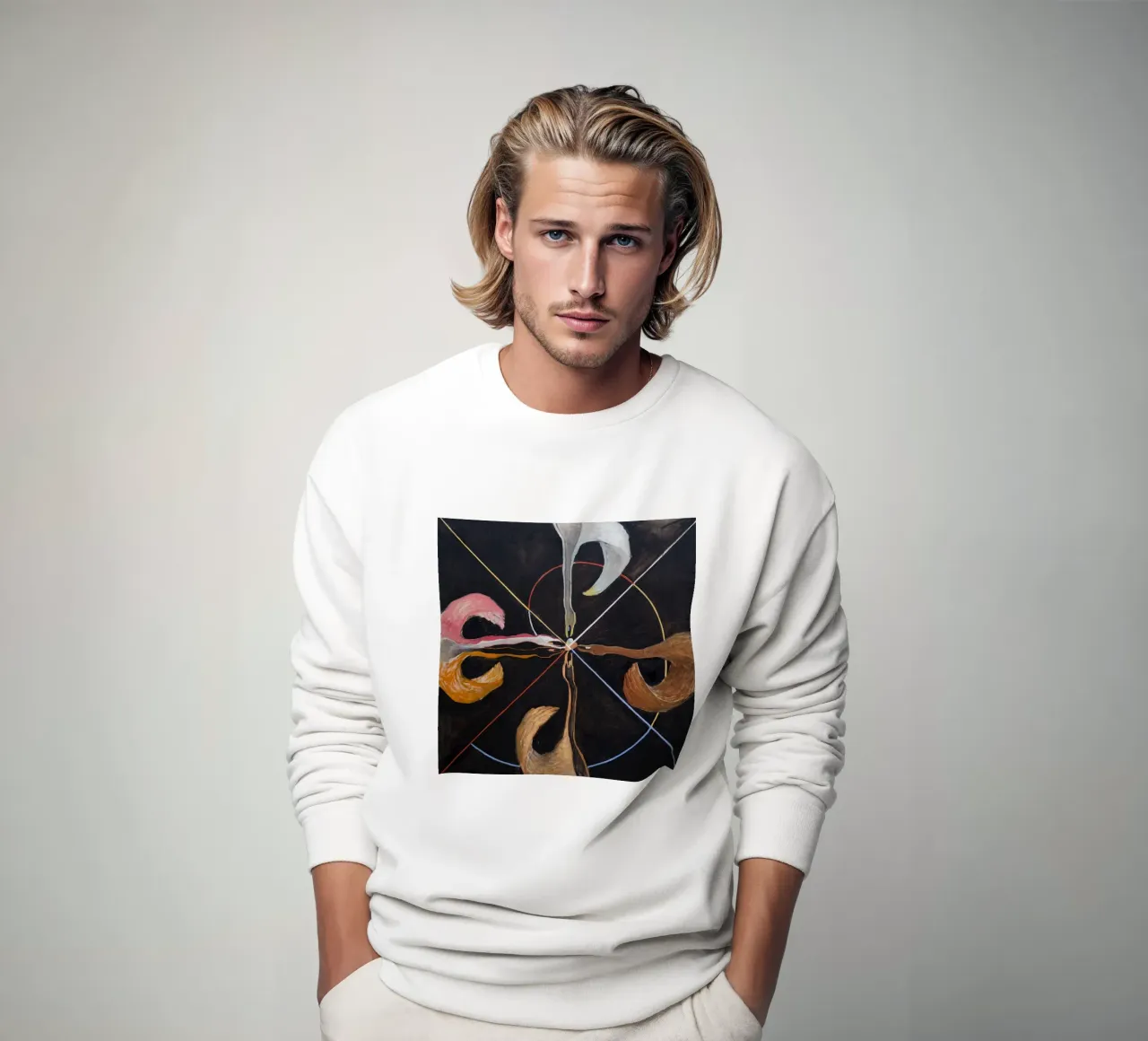 Hilma af Klint "The Swan No. 7" Cosmic Convergence Print sweatshirt by homdeco
