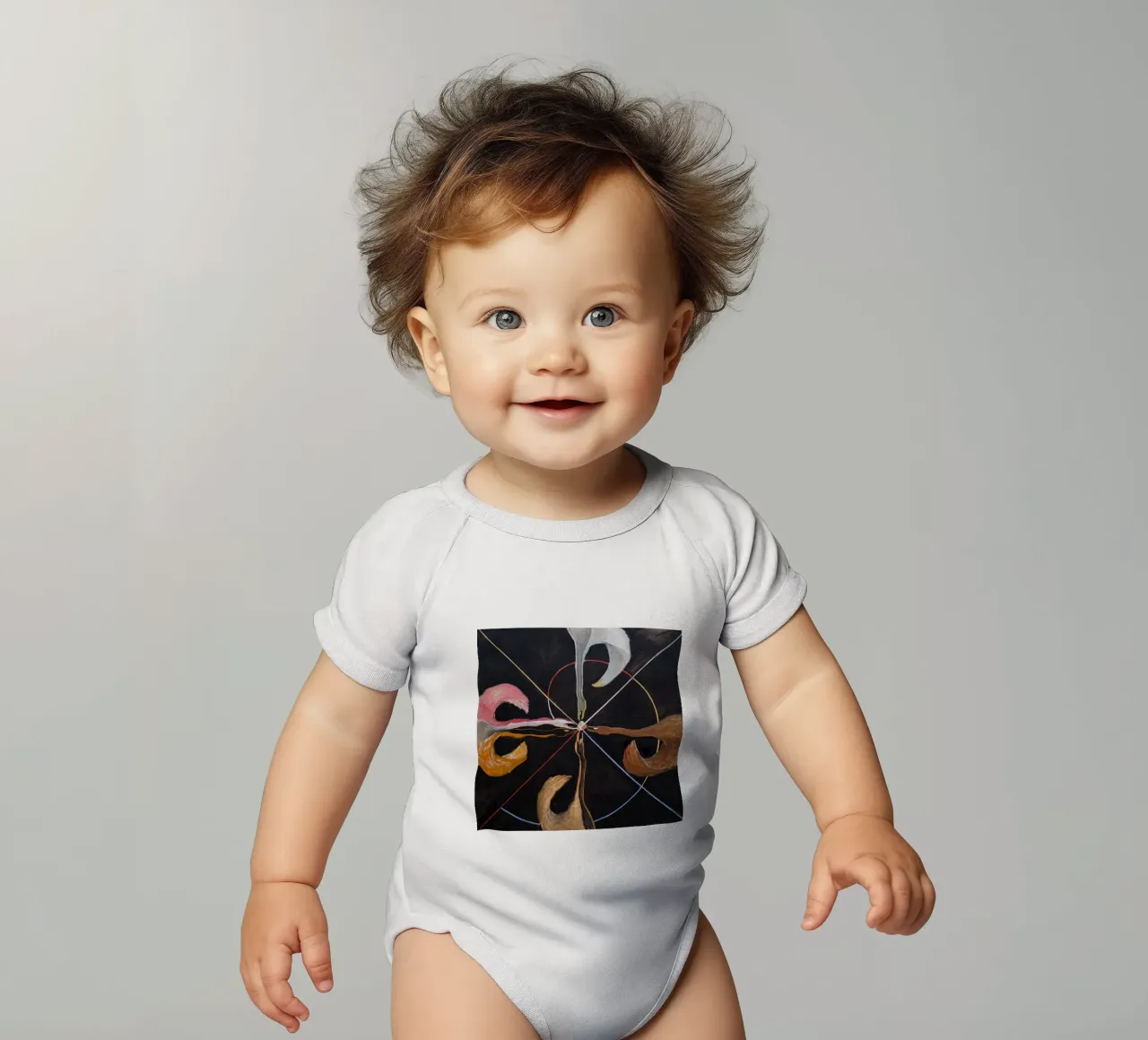 Hilma af Klint "The Swan No. 7" Cosmic Convergence Print short-sleeve baby romper by homdeco