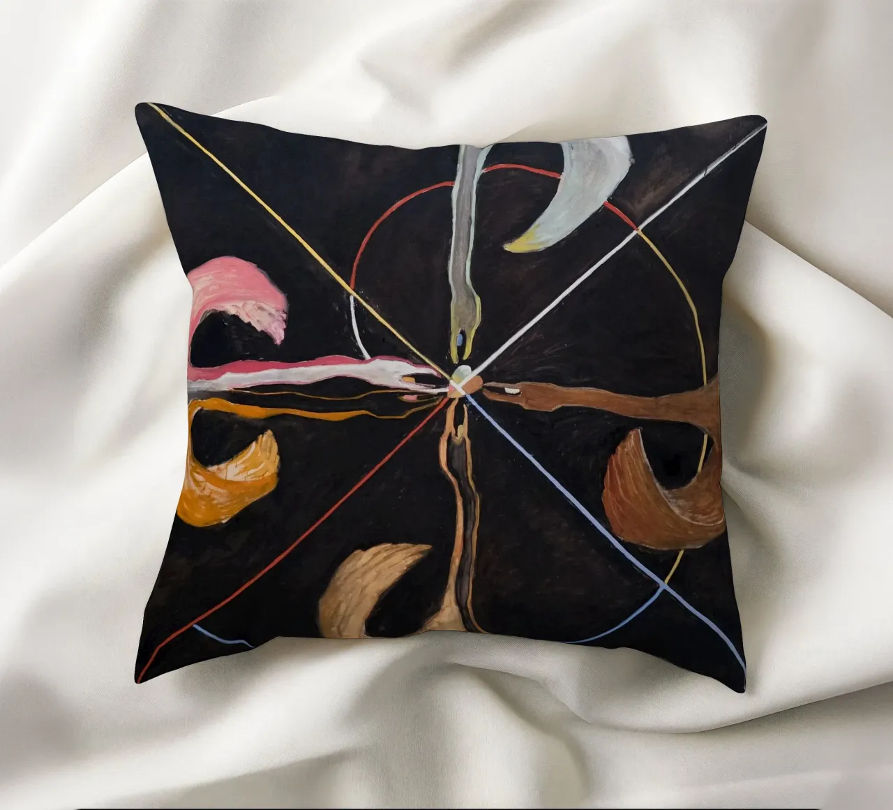 Hilma af Klint "The Swan No. 7" Cosmic Convergence Print decorative cushion by homdeco