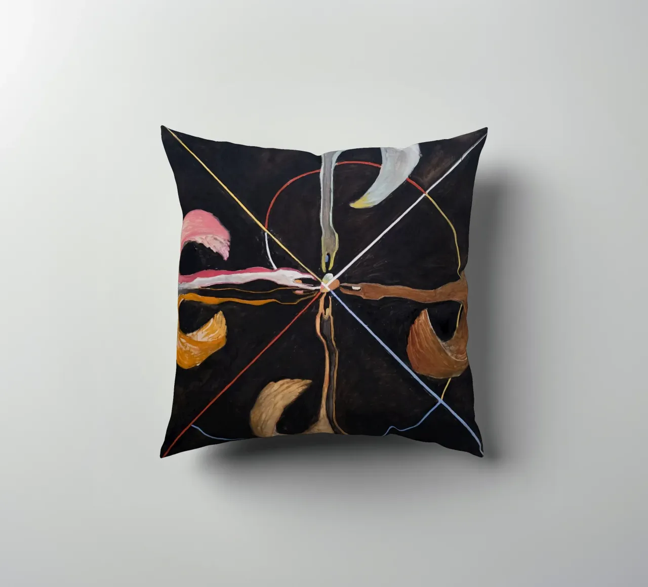 Hilma af Klint "The Swan No. 7" Cosmic Convergence Print decorative cushion by homdeco
