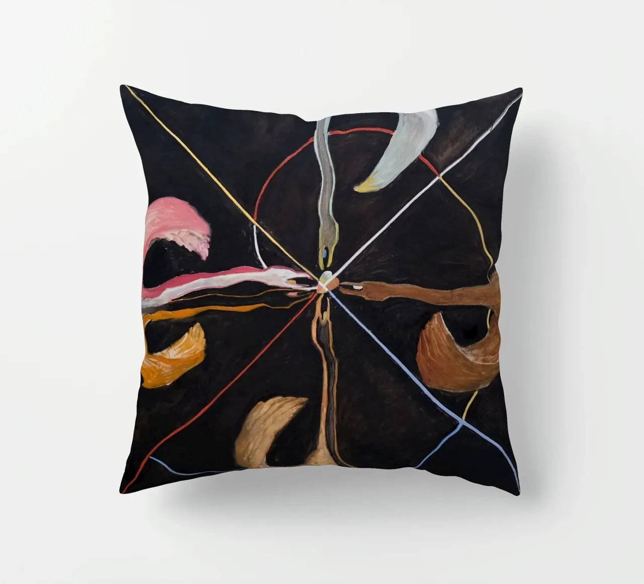 Hilma af Klint "The Swan No. 7" Cosmic Convergence Print decorative cushion by homdeco